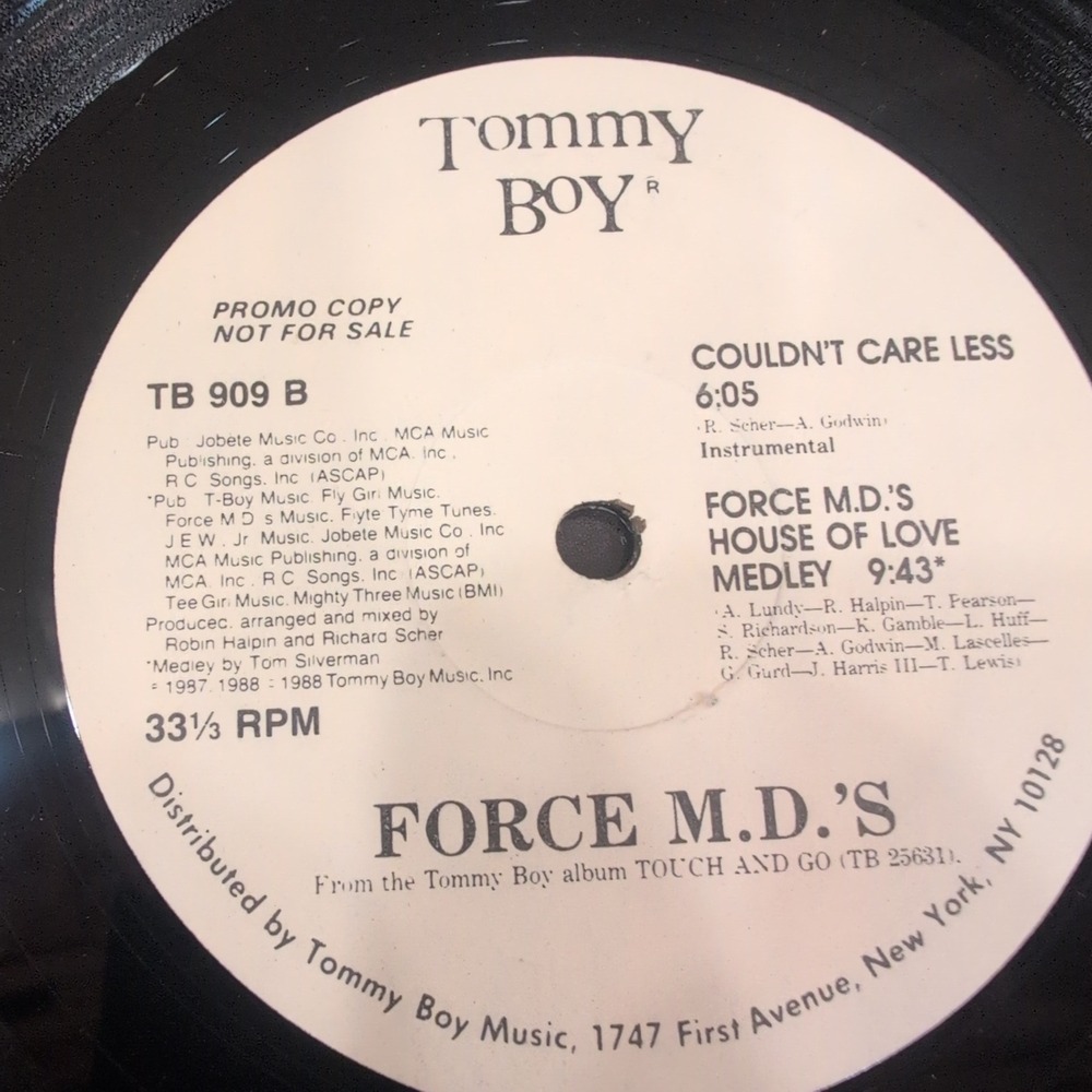 Force M.D.'s Couldn't Care Less 12" Vinyl Single Tommy Boy TB 909 1987 Promo - Picture 4 of 6